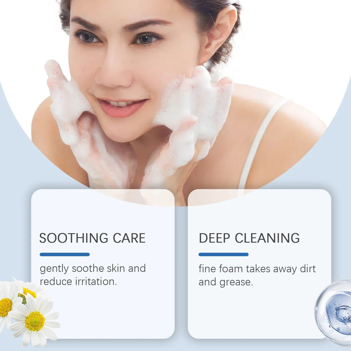 Hyaluronic Acid Cleansing Foam Gentle Moisturizing &amp; Nourishing Oil Control Brightening Rejuvenation Face Wash Foam Face Cleanse