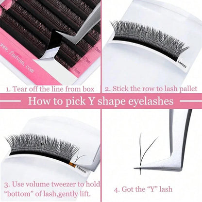 FADVAN YY Shape 6-15mm Lashes 2D 0.07/0.05mm Faux Mink C/D Curl Natural Soft Brazilian Premade Volume Fan Eyelashes Extension