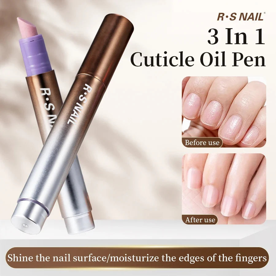 RSNAIL 3-in-1 Cuticle Oil Pen with Ceramic Nail Pusher for Hangnails Dry &amp; Damaged Nails -Nail Care Pen for Repair &amp; Nourishment