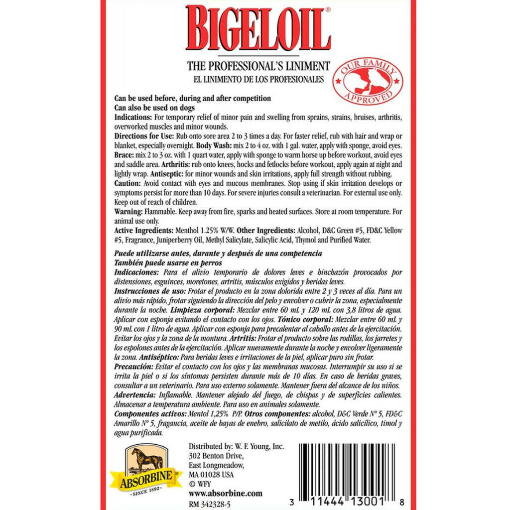 Absorbine Bigeloil Muscle &amp; Joint Pain Relief Liniment Liquid for Horses