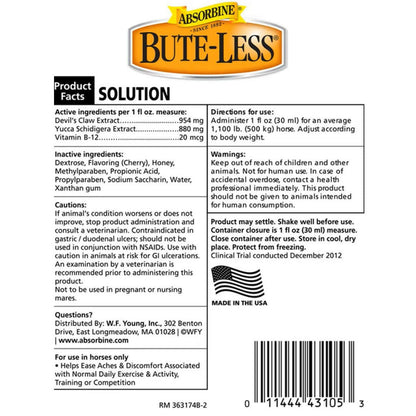 Absorbine Bute-Less Comfort &amp; Recovery Solution Supplement for Horses