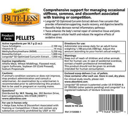 Absorbine Bute-Less Performance Comfort &amp; Recovery Pellets for Horses (3.75 lbs)