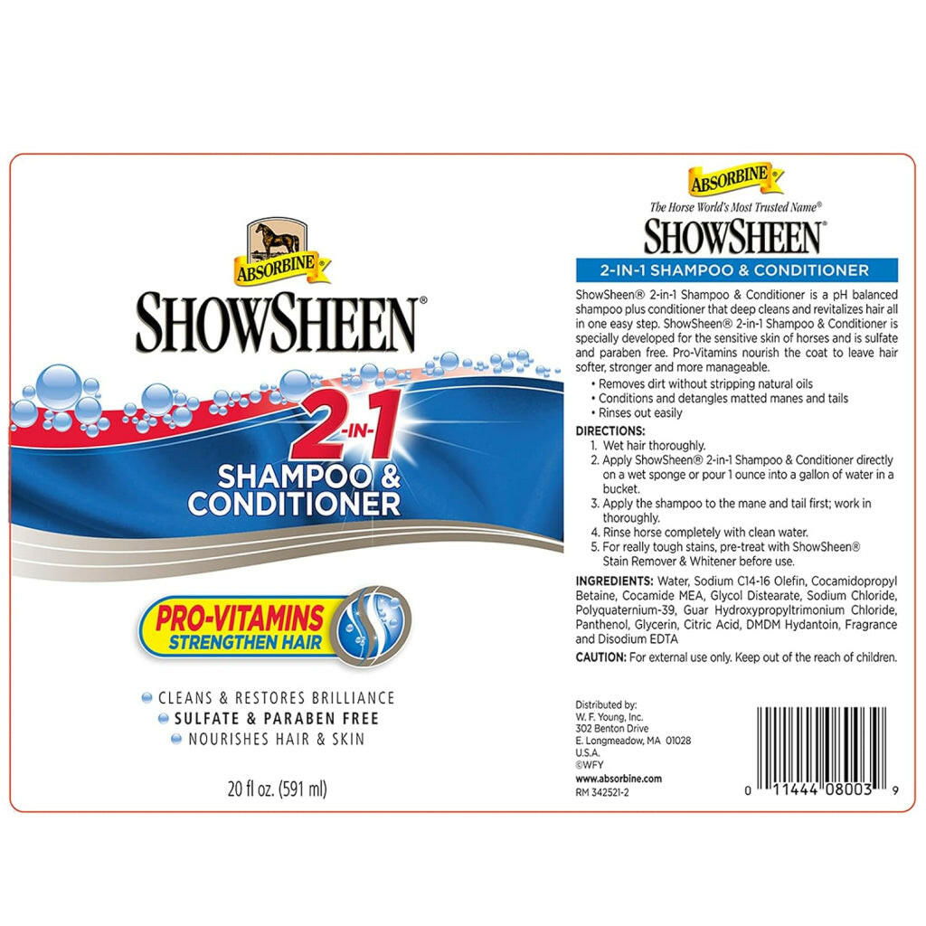 Absorbine Showsheen 2-in-1 Shampoo &amp; Conditioner for Horses (20 oz)