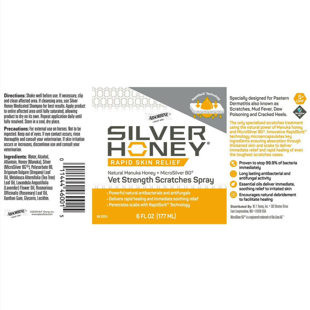 Absorbine Silver Honey Rapid Skin Relief Vet Strength Scratches Spray for Horses