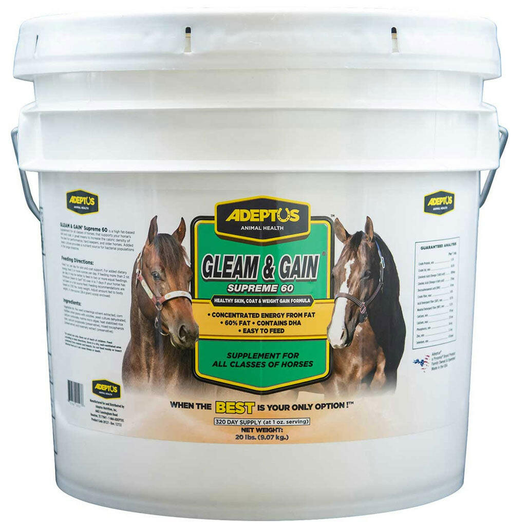 Adeptus Gleam &amp; Gain Supreme 60 Coat &amp; Weight Gain Supplement for Horses