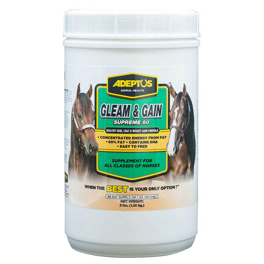 Adeptus Gleam &amp; Gain Supreme 60 Coat &amp; Weight Gain Supplement for Horses