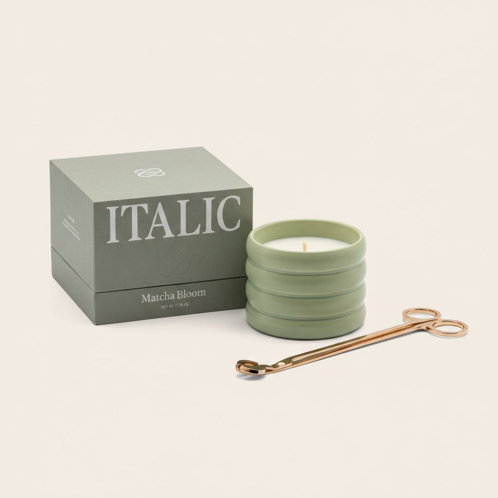 Soy Wax Ceramic Candle &amp; Wick Trimmer Set