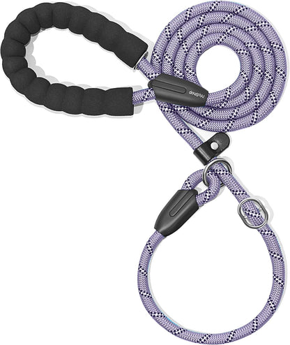 Durable Slip Lead Dog Leash with Padded Handle and Highly Reflective Threads, No Pull Dog Training Leash, (3/8" X 6 FT, Lavender)