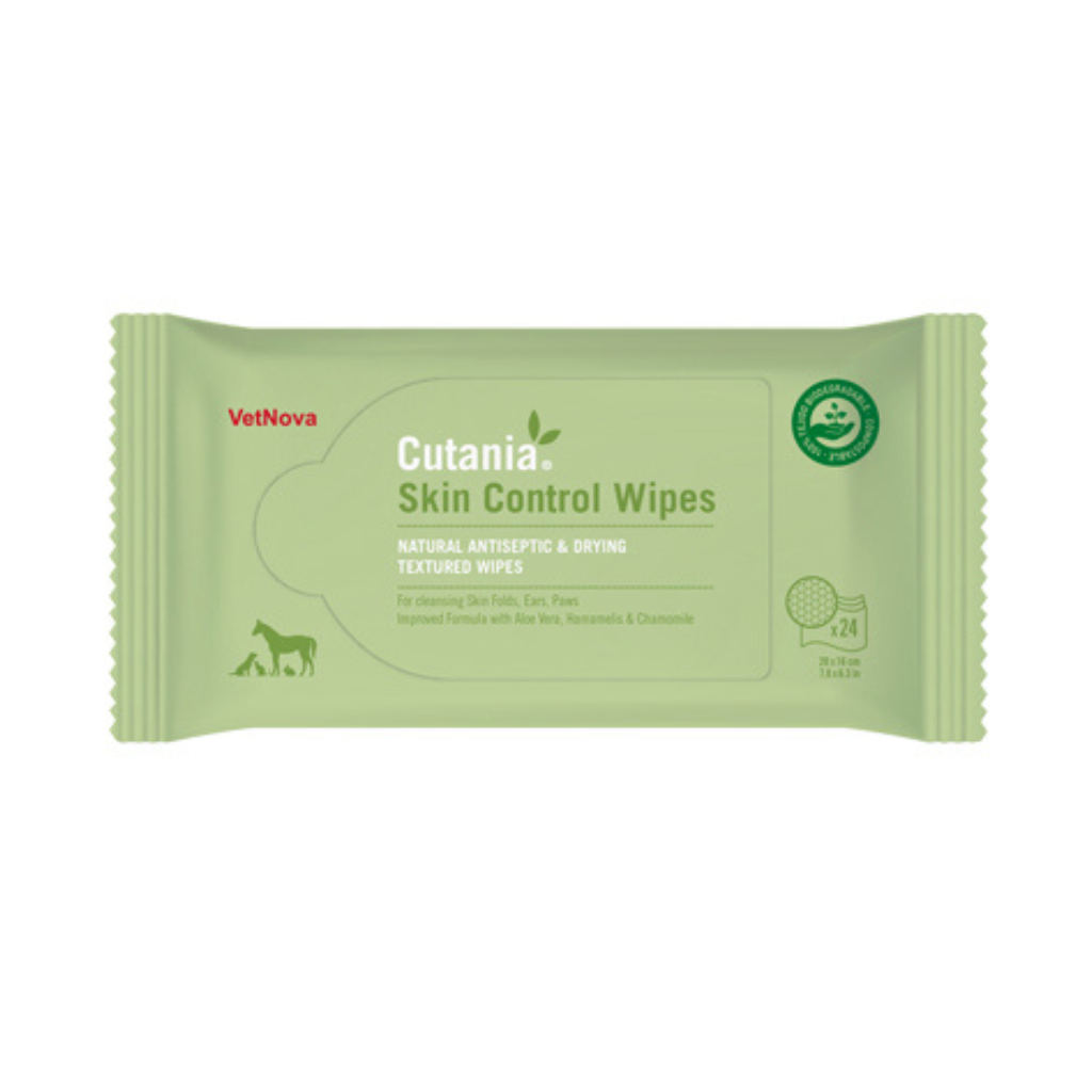 Cutania Skin Control Antiseptic &amp; Drying Wipes for Dogs, Cats, Horses &amp; Small Animals (24 wipes)