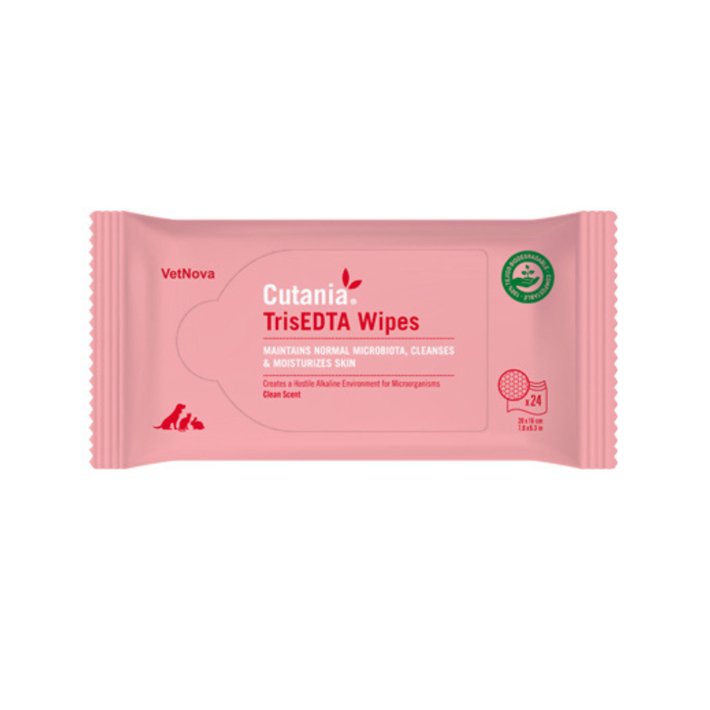 Cutania TrisEDTA Antimicrobial Wipes for Dogs, Cats, Horses &amp; Small Animals (24 wipes)