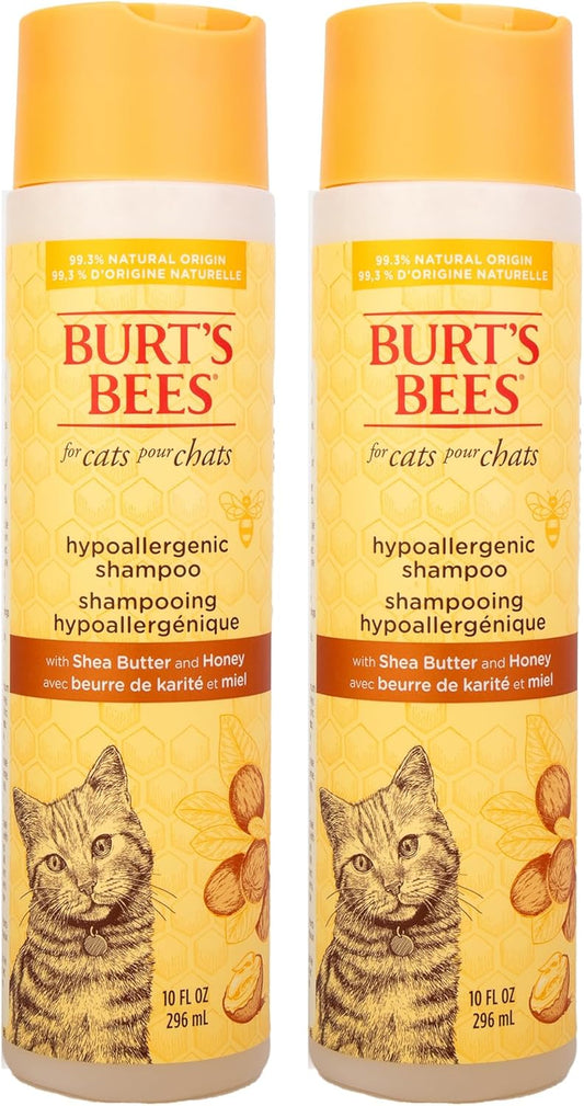 Hypoallergenic Cat Shampoo with Shea Butter and Honey, Gentle Formula for Indoor Cats with Dry or Sensitive Skin, Ph Balanced, Fragrance-Free, 10 Fl Oz - 2 Pack