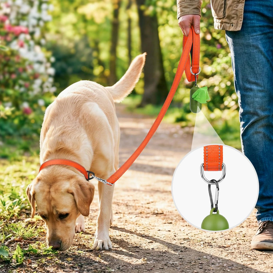 Dog Leash, 5 FT Double-Sided Reflective, Padded Handle Nylon Heavy Duty Leashes for Medium &amp; Large Dogs Walking, Orange