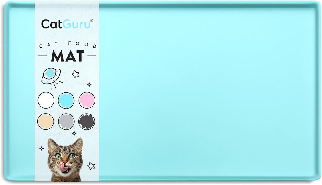 Cat Food Mat, Small &amp; Large Pet Feedingd Mat, 100% Waterproof Cat Mats for Food and Water, Silicone Mats for Pet Bowls, Non-Slip Placemat for Water Bowl or Fountain (Small, Aruba)