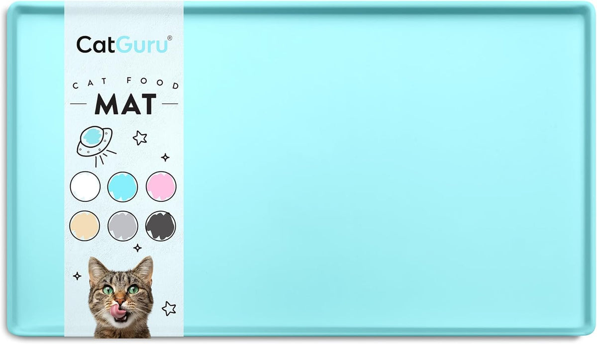 Cat Food Mat, Small &amp; Large Pet Feedingd Mat, 100% Waterproof Cat Mats for Food and Water, Silicone Mats for Pet Bowls, Non-Slip Placemat for Water Bowl or Fountain (Small, Aruba)