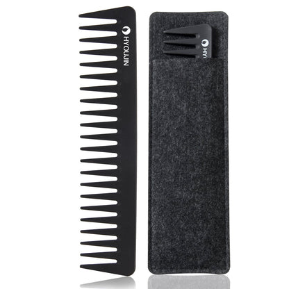 601 Carbon Wide Tooth Comb Detangler Comb for Detangling Wet Hair | Detangling Wide Tooth Comb for Shower,Wet,Dry,Long Hair,No Handle,Anti-Static,Heat Resistant to 230℃,Travel for Women and Men