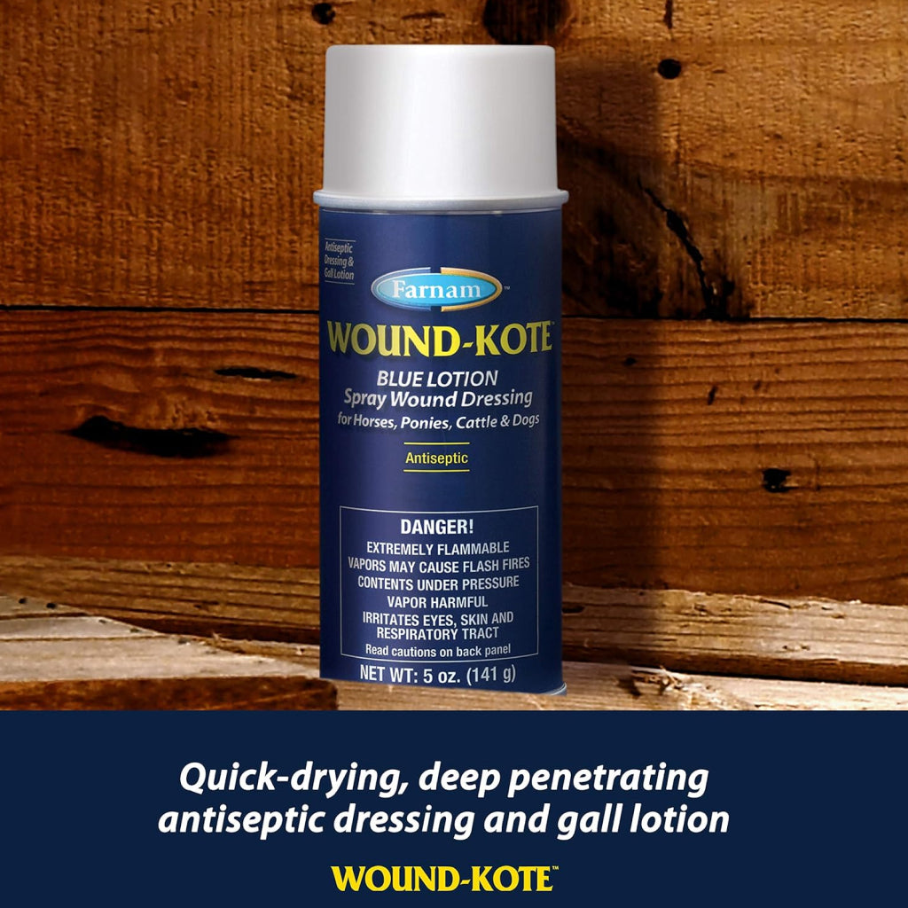 Farnam Wound Kote Blue Lotion Spray Wound Dressing For Horses &amp; Dogs (7 oz)