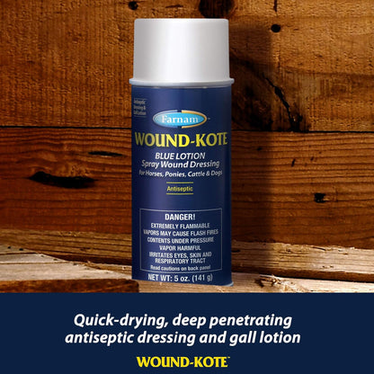 Farnam Wound Kote Blue Lotion Spray Wound Dressing For Horses &amp; Dogs (7 oz)