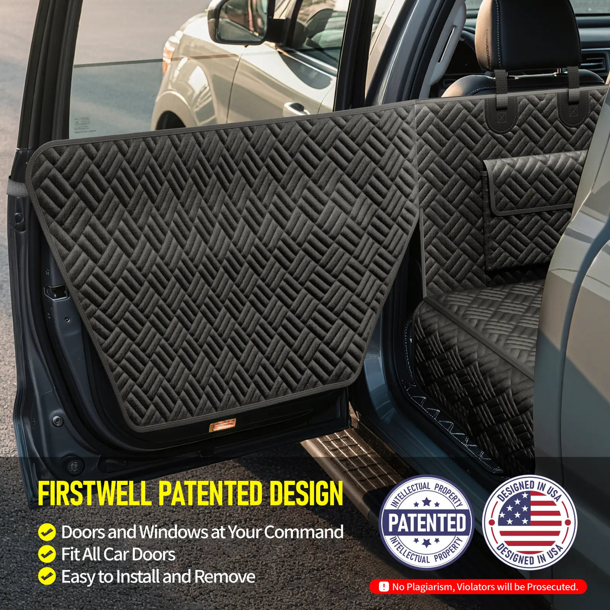 Dog Car Seat Cover with Hard Bottom, Holds up to 400Lbs | Patented Waterproof Dog Hammock Back Seat Extender for Cars, Suvs &amp; Full-Size Trucks (Small &amp; Large Sizes)