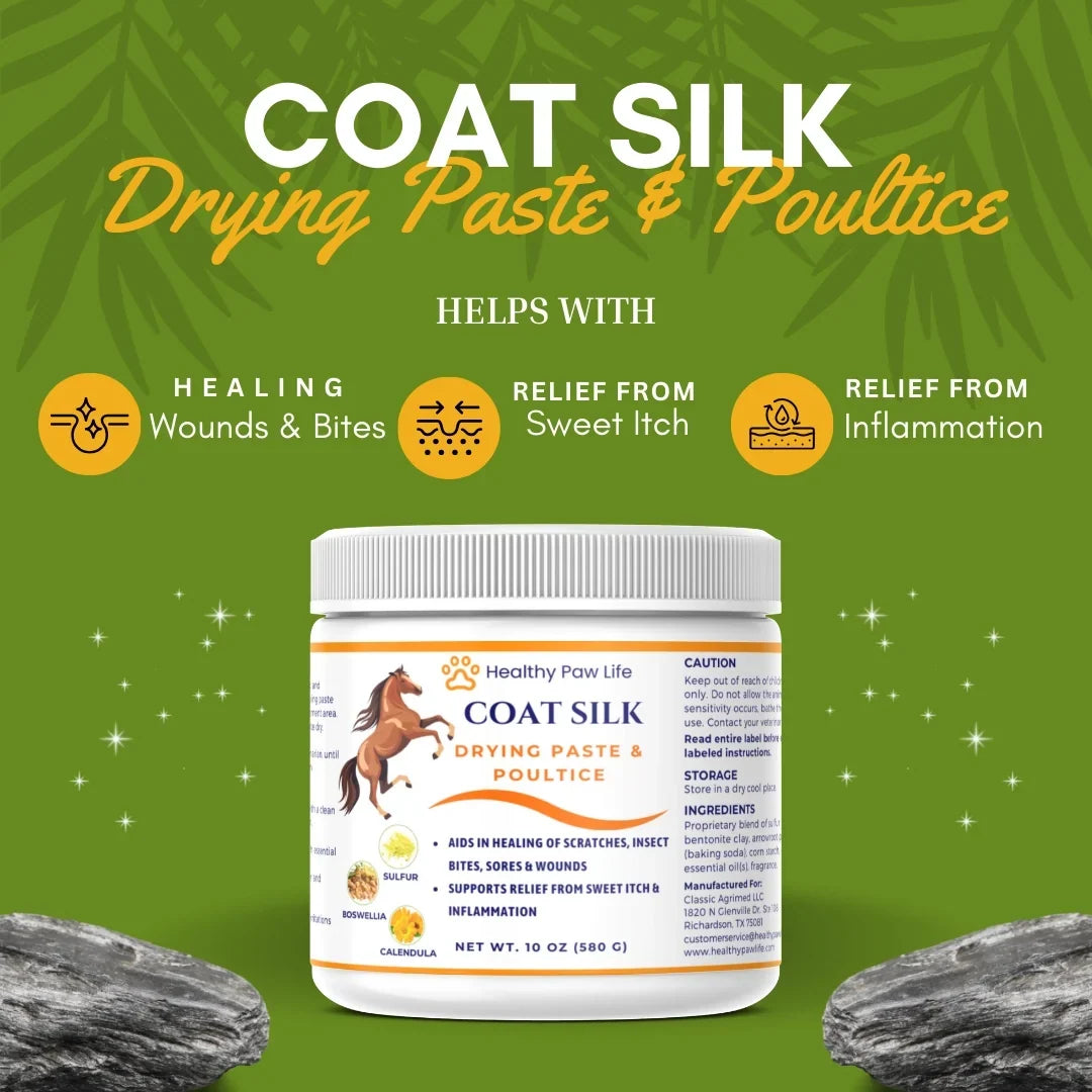 Healthy Paw Life Coat Silk Drying Paste &amp; Poultice for Horse, 10-oz