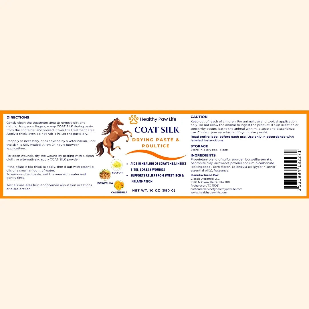 Healthy Paw Life Coat Silk Drying Paste &amp; Poultice for Horse, 10-oz