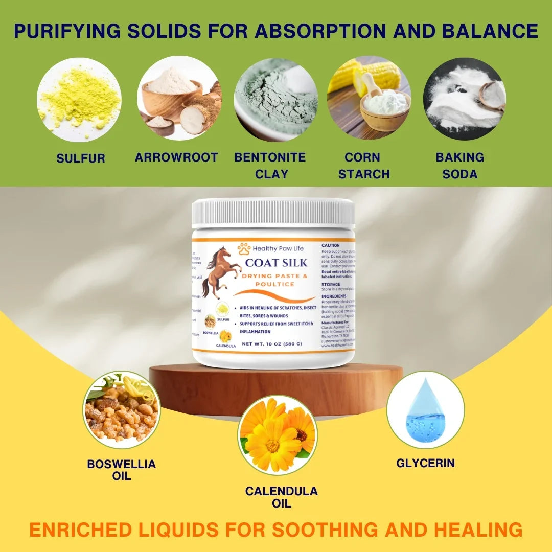 Healthy Paw Life Coat Silk Drying Paste &amp; Poultice for Horse, 10-oz