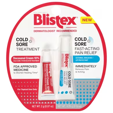 Blistex® Cold Sore Treatment Cream &amp; Fast-Acting Pain Relief External Analgesic/Lip Protectant, 2-Pack