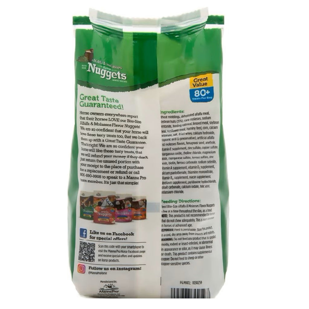 Manna Pro Alfalfa &amp; Molasses Bite-Sized Nugget Treats for Horses