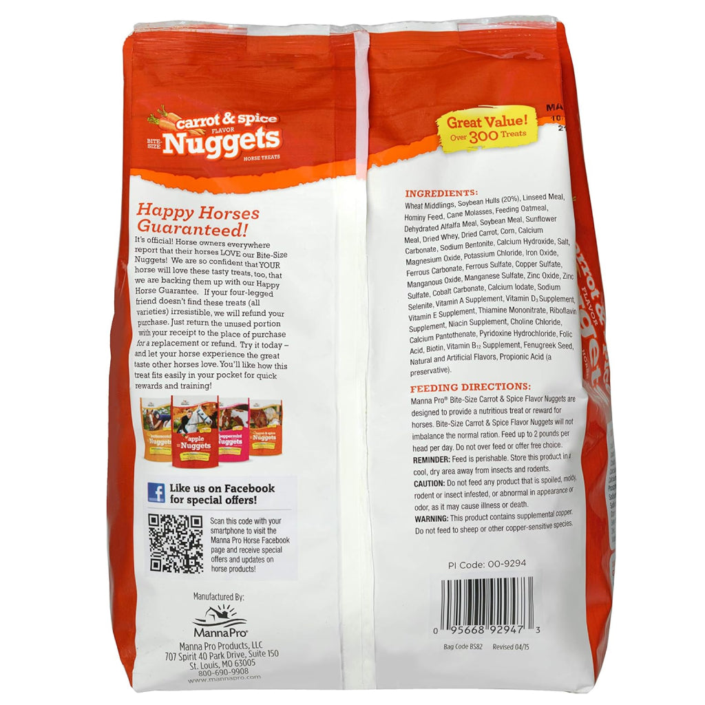 Manna Pro Carrots &amp; Spice Bite-Sized Nugget Treats for Horses (4 lb)