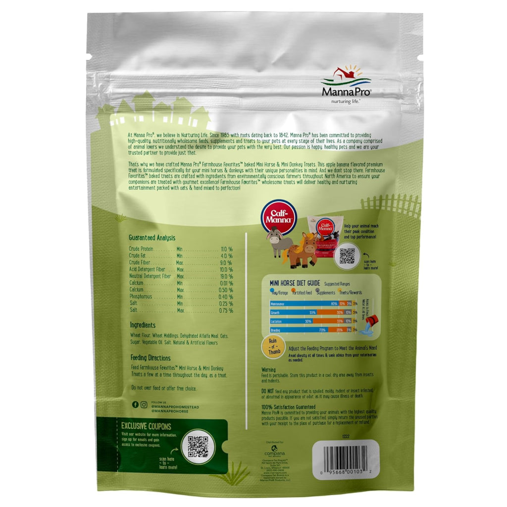 Manna Pro Farmhouse Favorites Treats For Mini Horse &amp; Mini Donkey (3 lb)