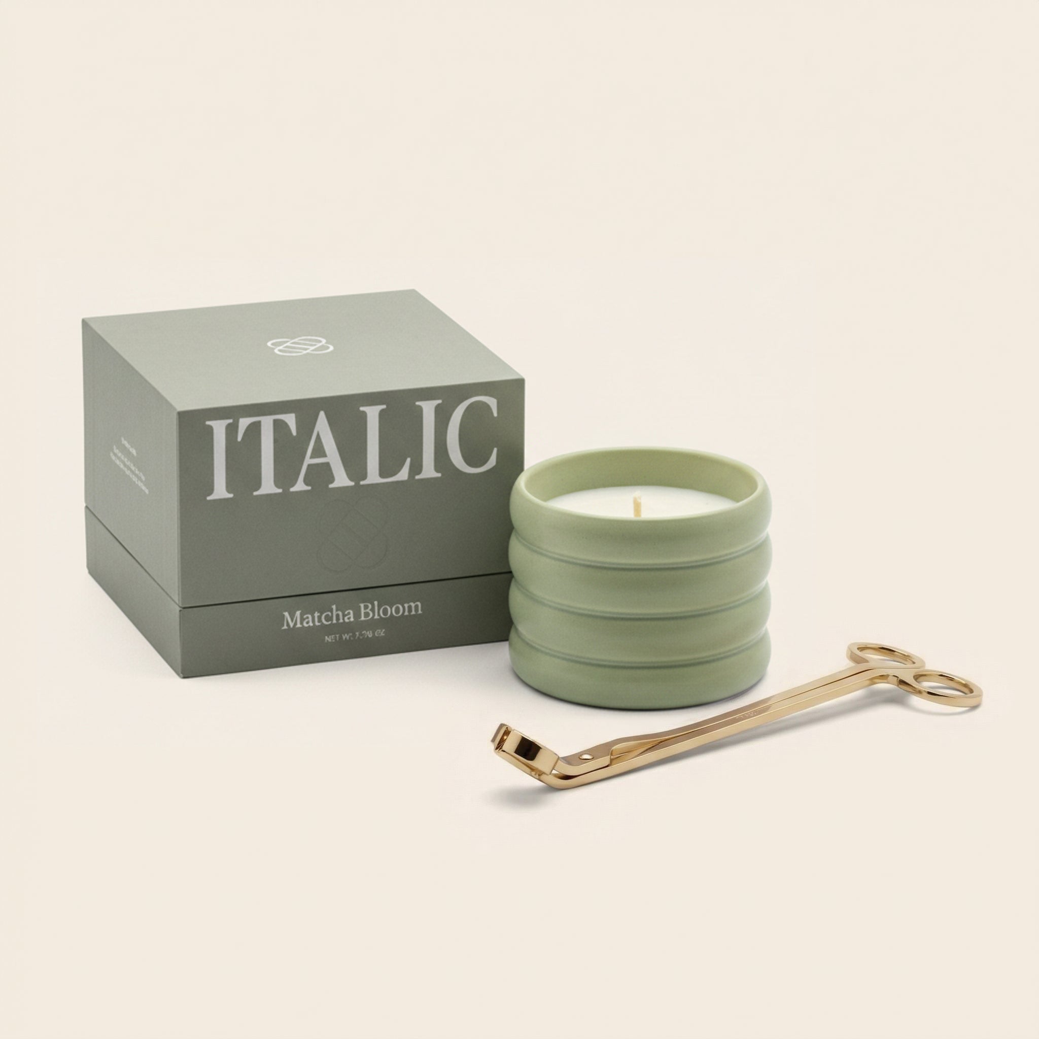 Soy Wax Ceramic Candle &amp; Wick Trimmer Set