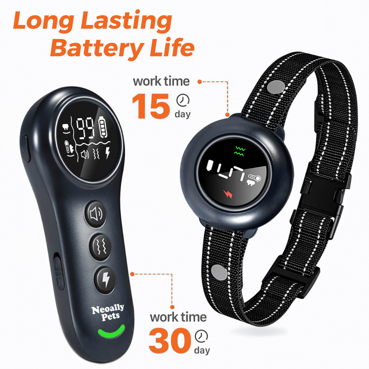 NeoAlly 2-in-1 Dog Training &amp; Bark Control Collar | Automatic Barking Detection, Remote Shock, 5-150lbs Dogs | Rechargeable, Waterproof