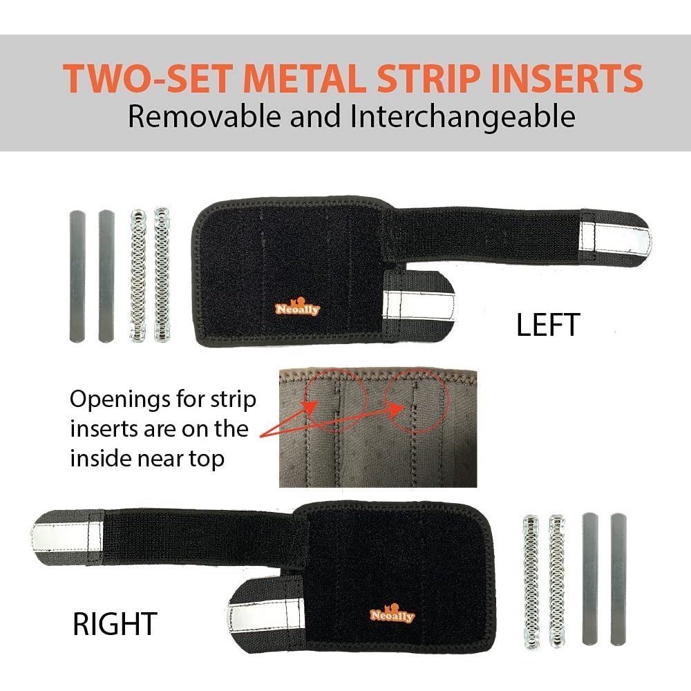 NeoAlly 3-in-1 Front Leg Dog Splint Brace: Rigid &amp; Spring Inserts, Safety Reflective Straps (Pair)