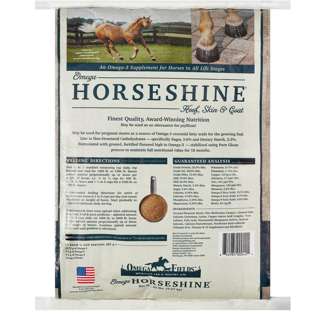 Omega Fields Horseshine Hoof, Skin &amp; Coat Powder Supplement for Horses