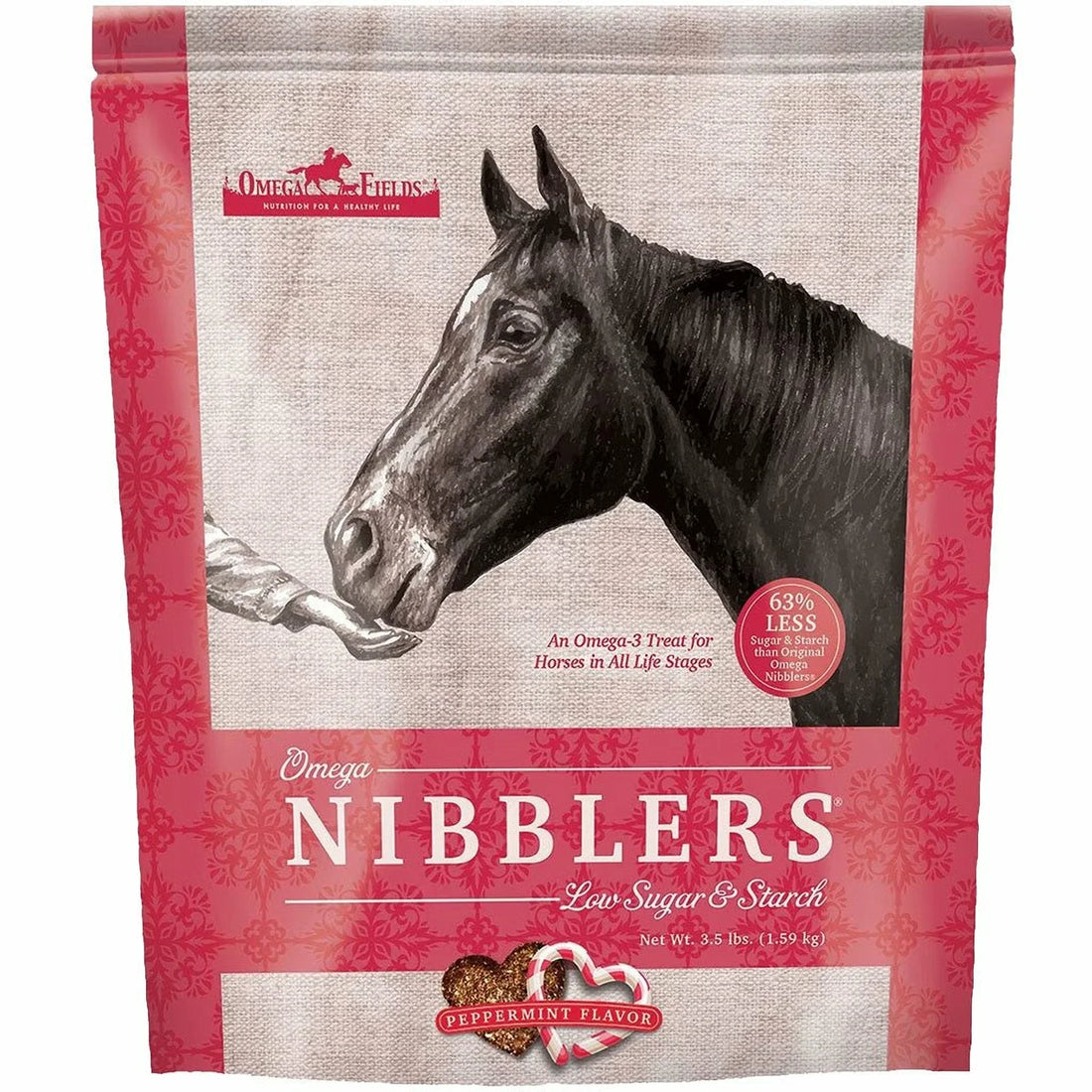 Omega Fields Nibblers Low Sugar &amp; Starch Peppermint Flavor Treats for Horses (3.5 LB)