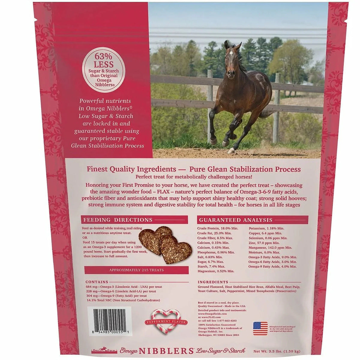 Omega Fields Nibblers Low Sugar &amp; Starch Peppermint Flavor Treats for Horses (3.5 LB)