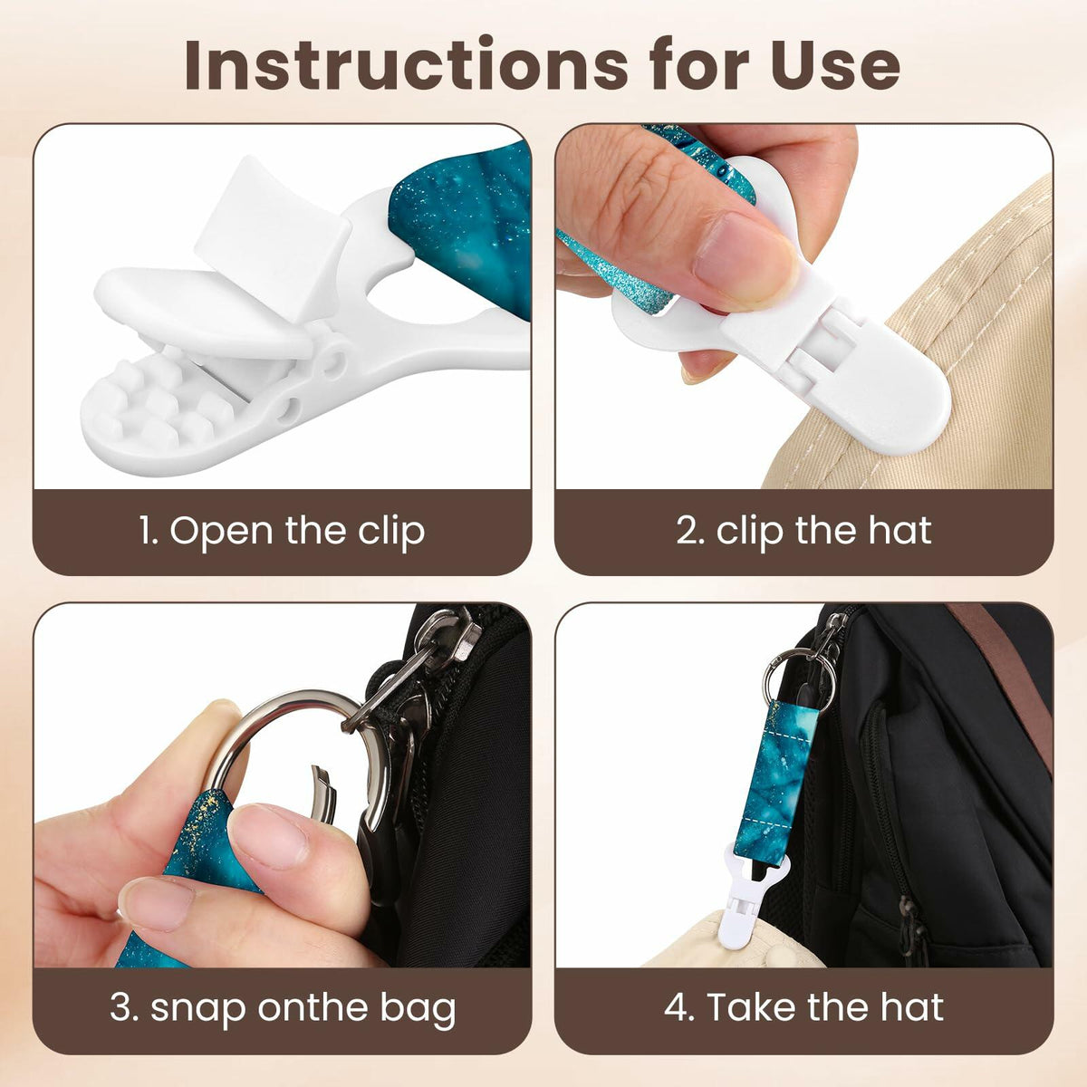 dcdcee Hat Clip Travel Bag Accessory Blue Ocean 1 Lightweight 0.09lb