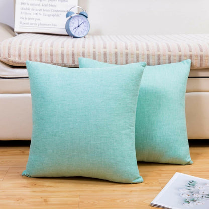 Jepeak Linen Throw Pillow Covers 16x24 Inch Pack of 2 Light Teal