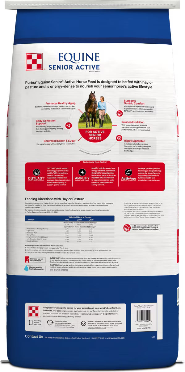 Purina Equine Senior Active Horse Feed, 50-lb
