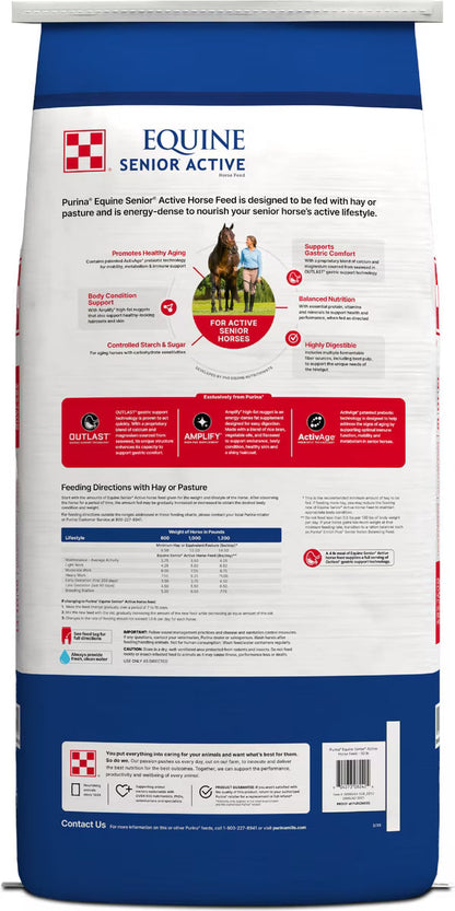 Purina Equine Senior Active Horse Feed, 50-lb