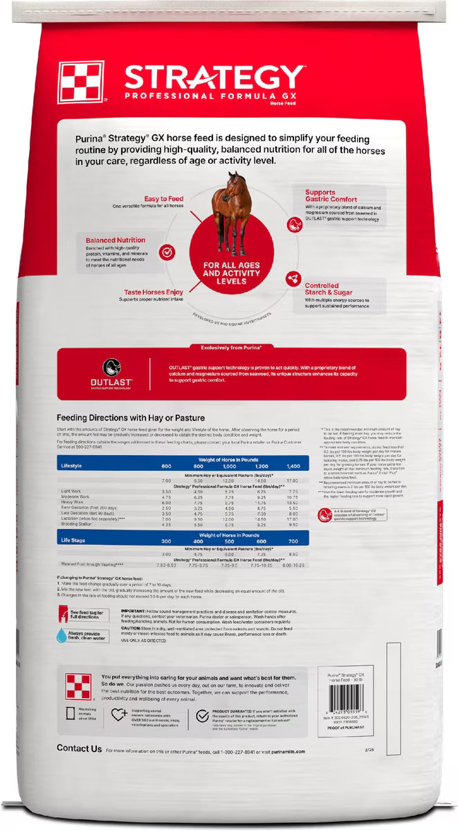 Purina Stratefy Professional Formula GX Horse Feed, 50-lb
