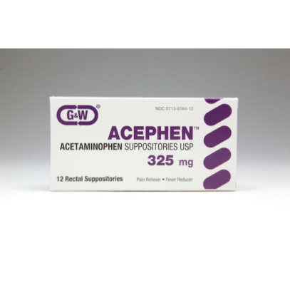 Acephen 325 mg Acetaminophen Suppositories - Fever Reducer &amp; Pain Reliever
