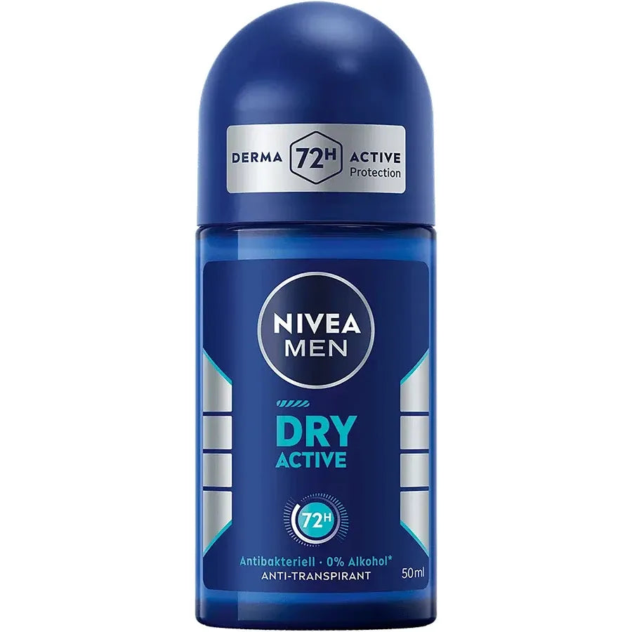 NIVEA MEN Dry Active 72h Anti-Perspirant Roll-On 50ml – Antibacterial Protection &amp; Long Lasting Dryness