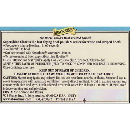 SuperShine Fast Drying Hoof Polish &amp; Sealer Clear for Horses