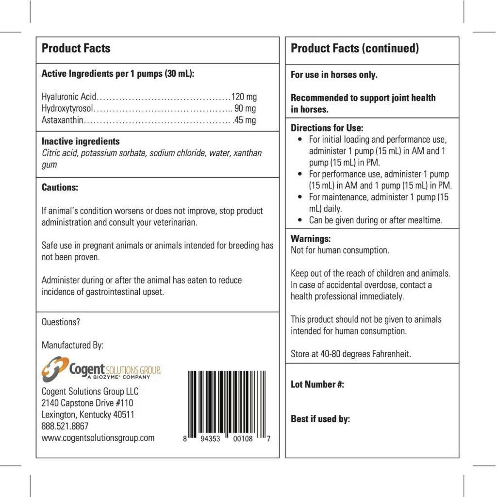 Vitalize Hyaluronex Joint Support Liquid Support for Horses