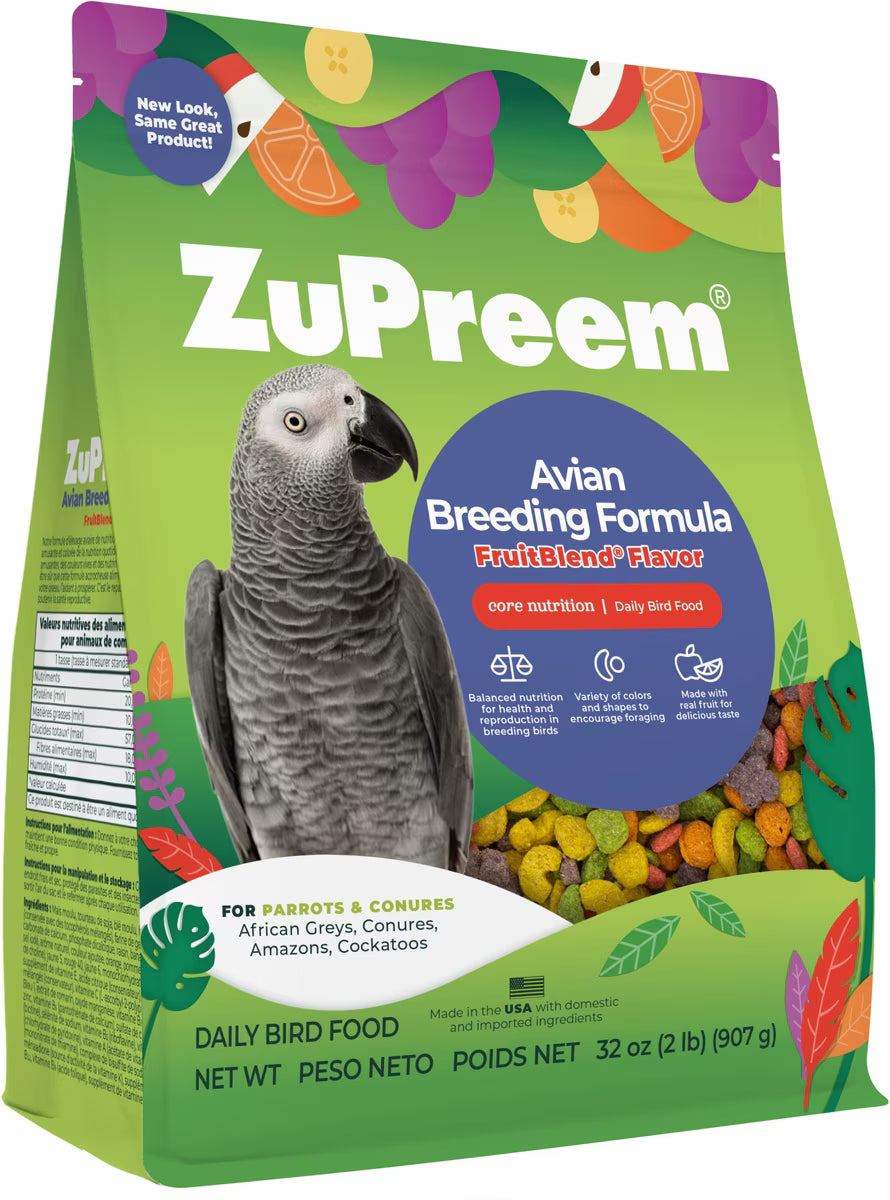 ZuPreem Avian Breeding Formula FruitBlend Bird Food Parrots &amp; Conures, 2-lb